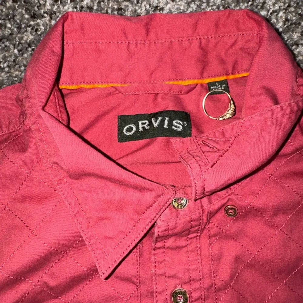 Orvis Large Pink Quilted Shoulder Long Sleeve‎ Button Down Shirt Cotton Blend